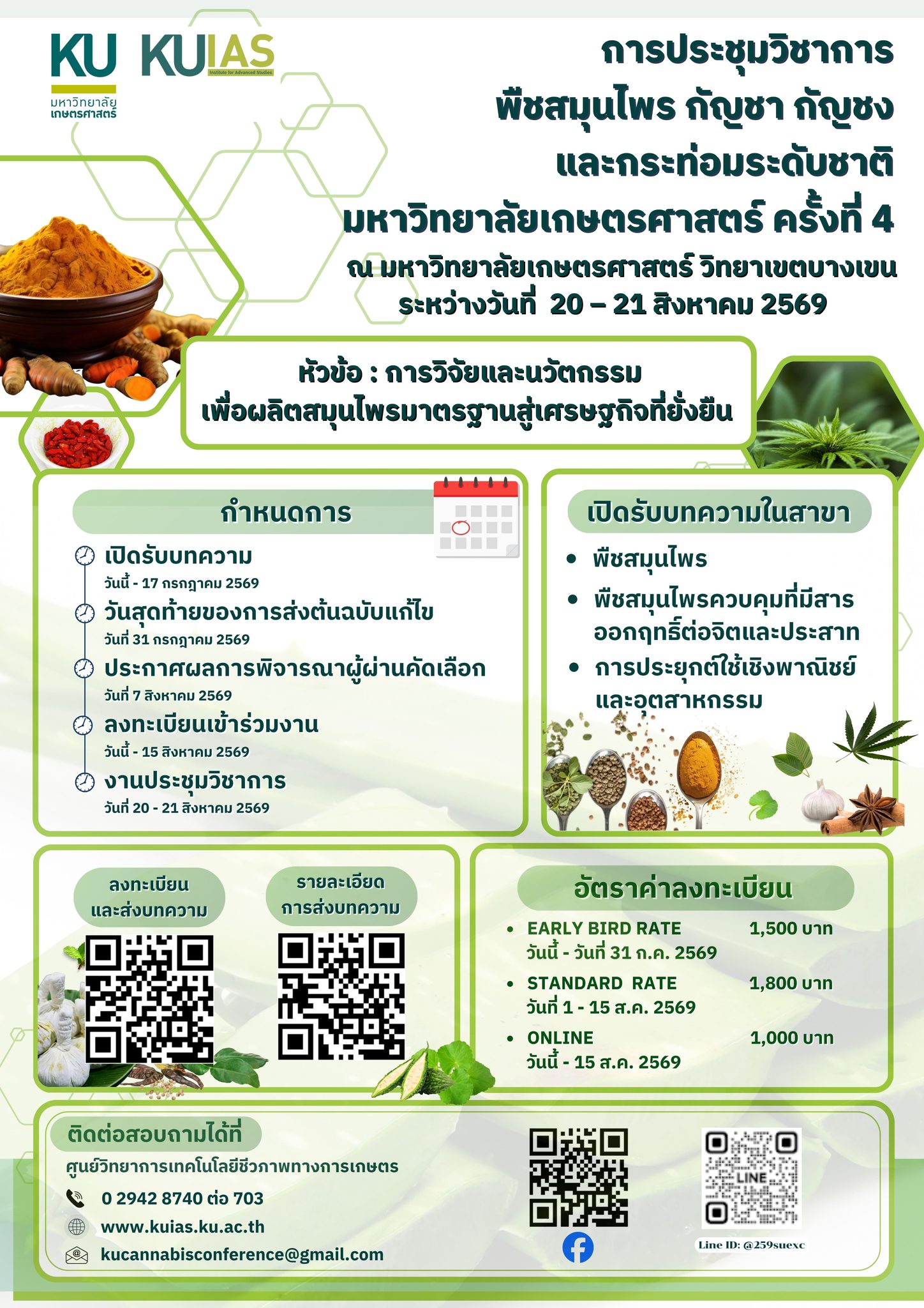 การประชุมวิชาการพืชสมุนไพร กัญชา กัญชง และกระท่อมระดับชาติ มหาวิทยาลัยเกษตรศาสตร์ ครั้งที่ 4