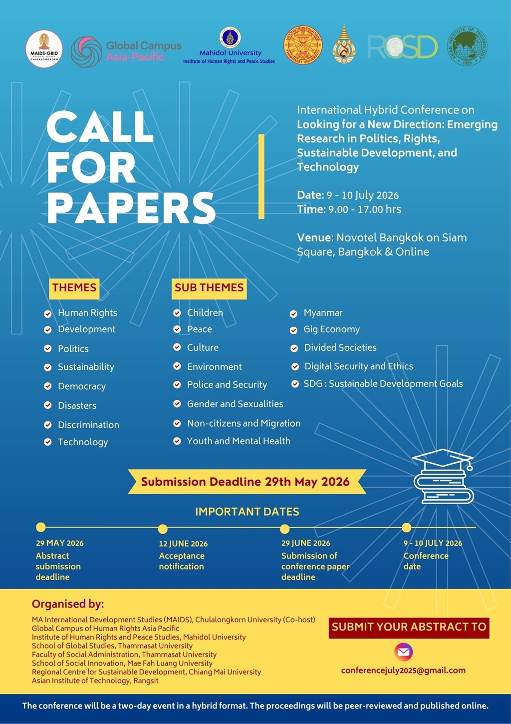International Hybrid Conference on Looking for a New Direction: Emerging Research in Politics, Rights, Sustainable Development, and Technology