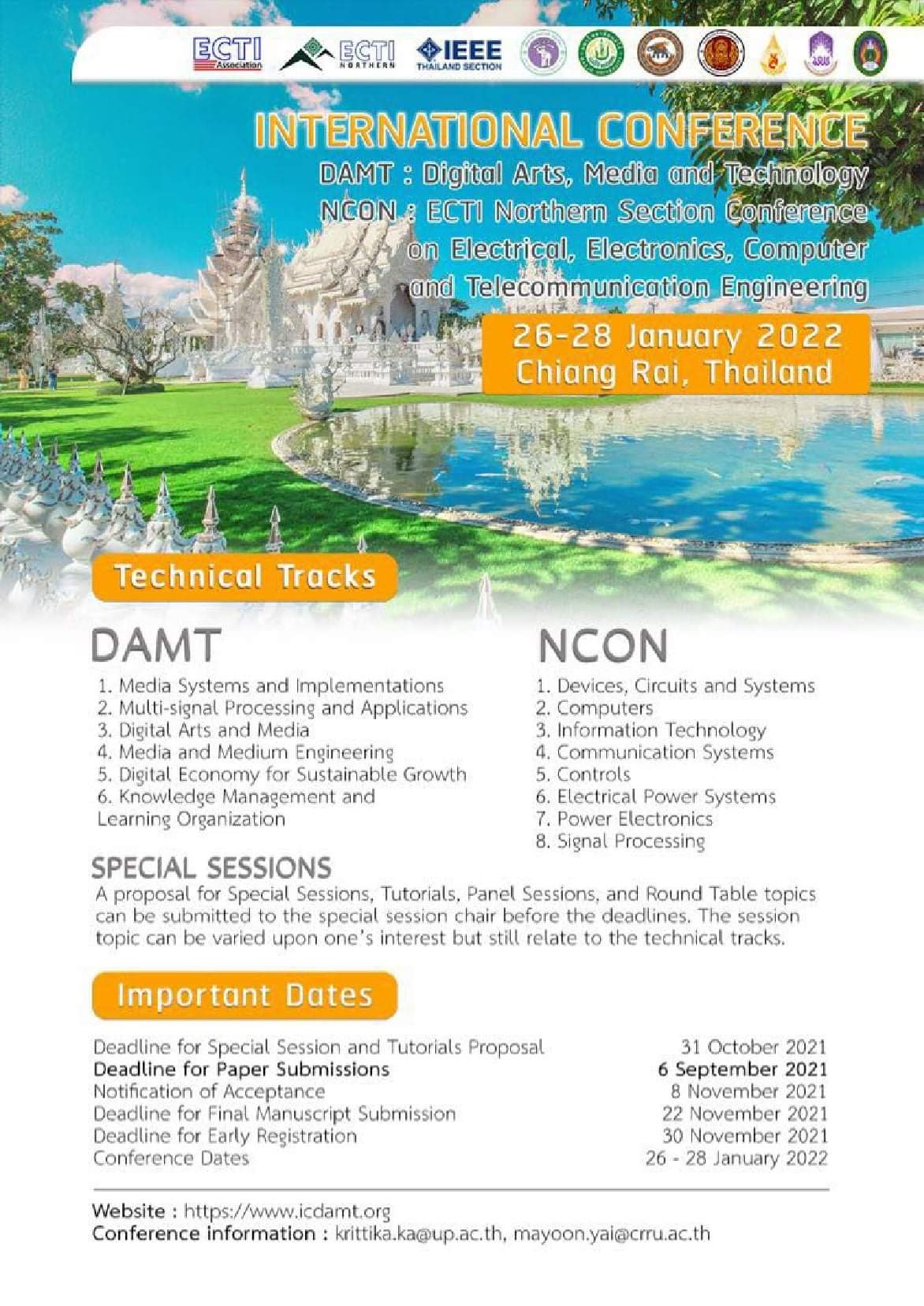 The 7th International Conference on Digital Arts, Media and Technology (DAMT) and 5th ECTI Northern Section Conference on Electrical, Electronics, Computer and Telecommunications Engineering (NCON) (ECTI DAMT &amp; NCON 2022)