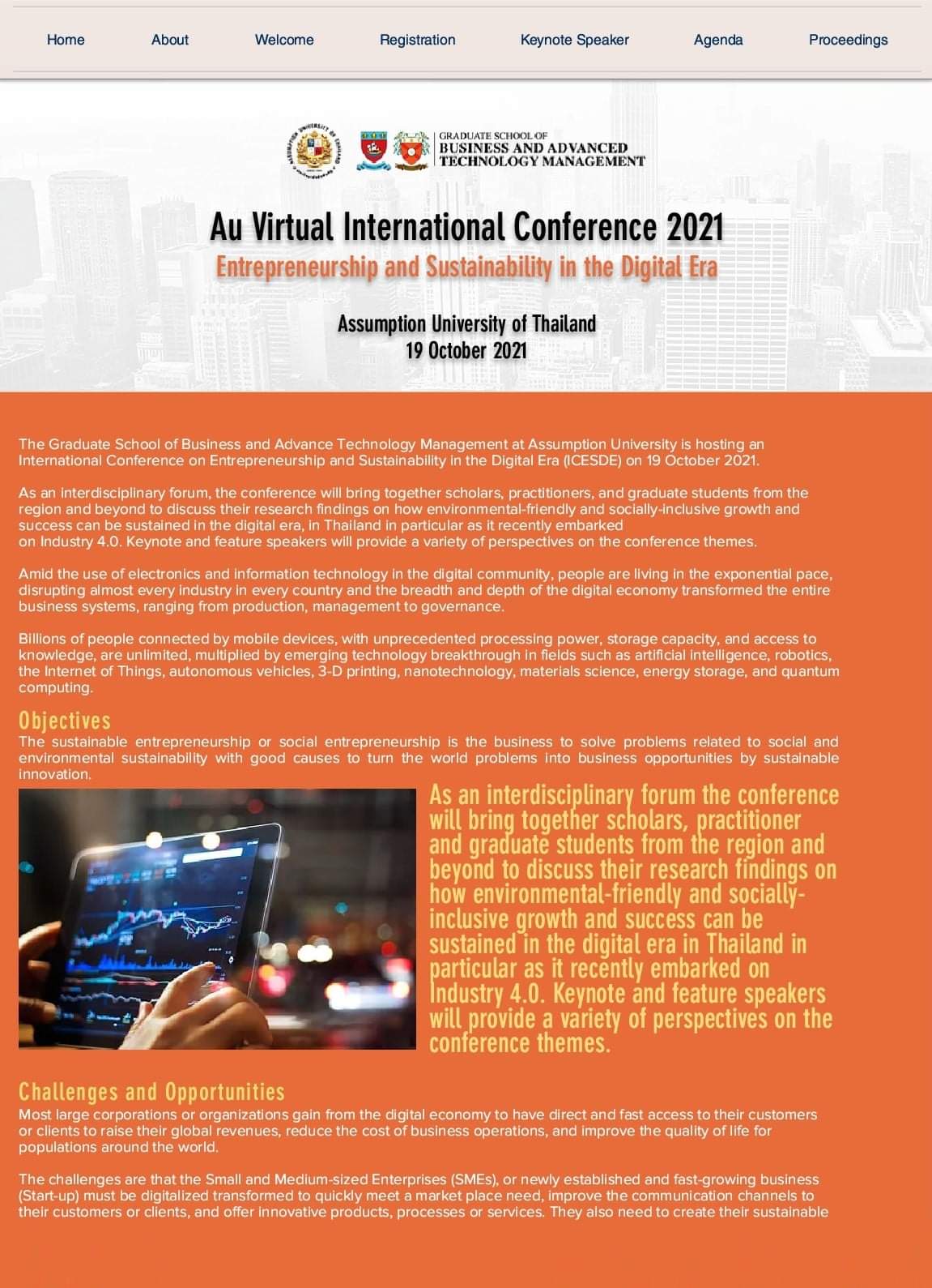 AU Virtual International Conference 2021: "Entrepreneurship and Sustainability in the Digital Era" (ICESDE 2021)
