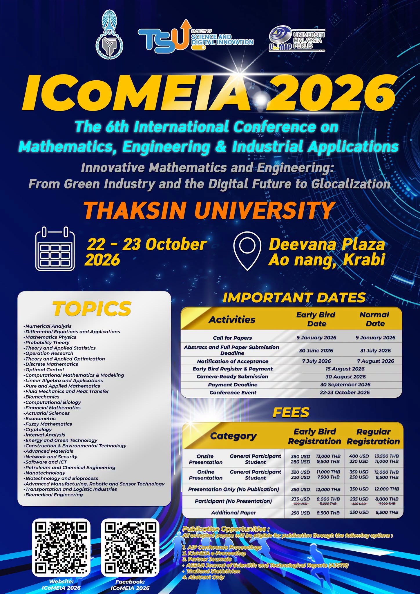 The 6th International Conference on Mathematics, Engineering & Industrial Applications 2026 (6th# ICoMEIA 2026)