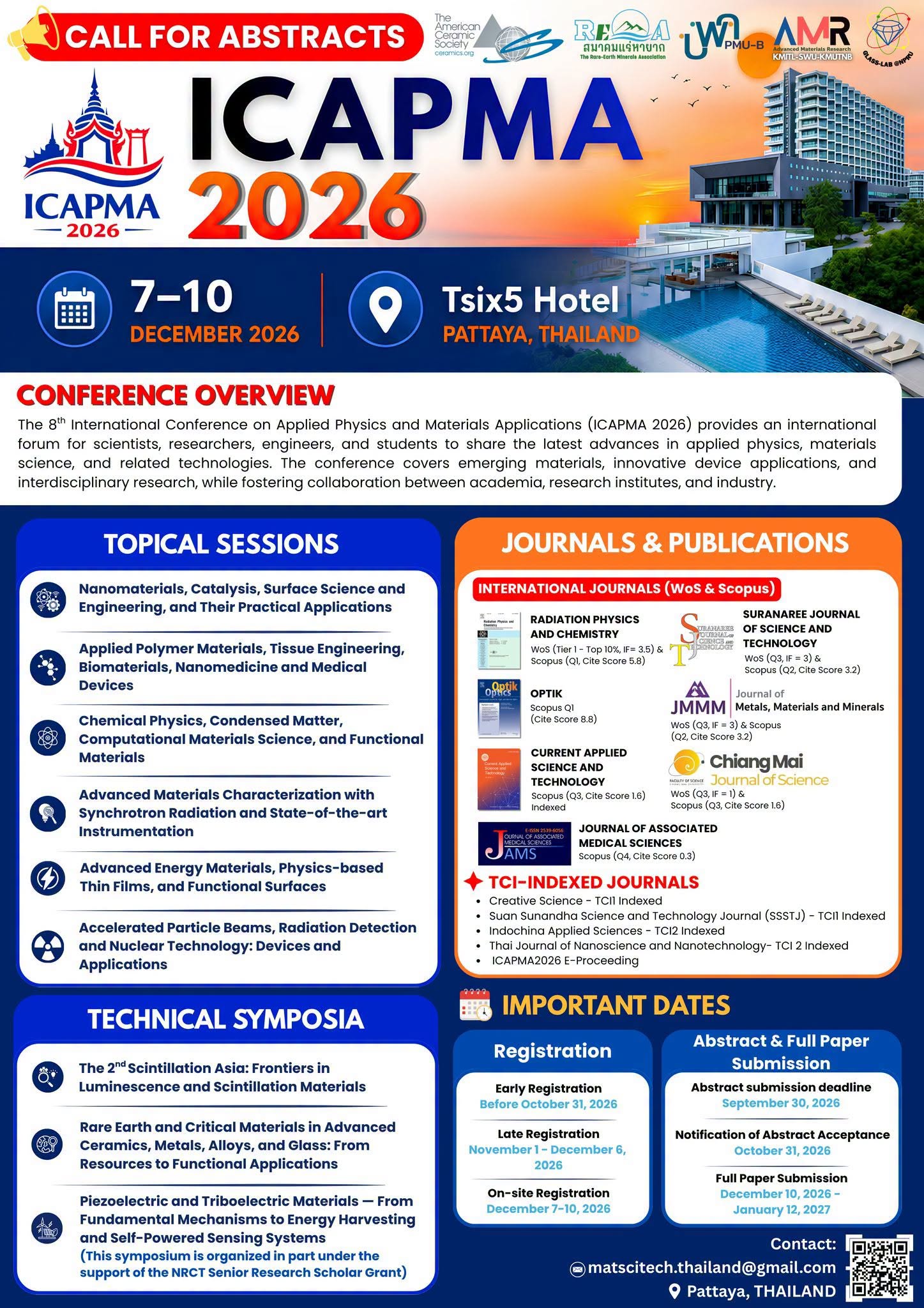 The 8th International Conference on Applied Physics and Materials Applications (8th# ICAPMA 2026)