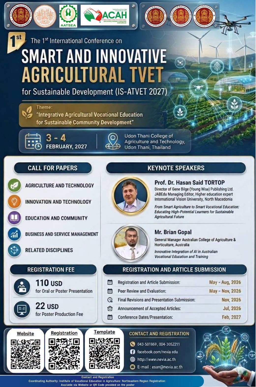 The 1st International Conference on Smart and Innovative Agricultural TVET for Sustainable Development (1st# IS-ATVET 2027)