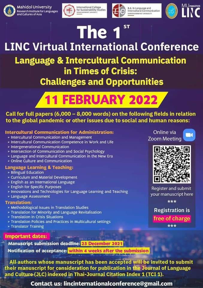 The 1st LINC Virtual International Conference: Language & Intercultural Communication in Times of Crisis: Challenges and Opportunities