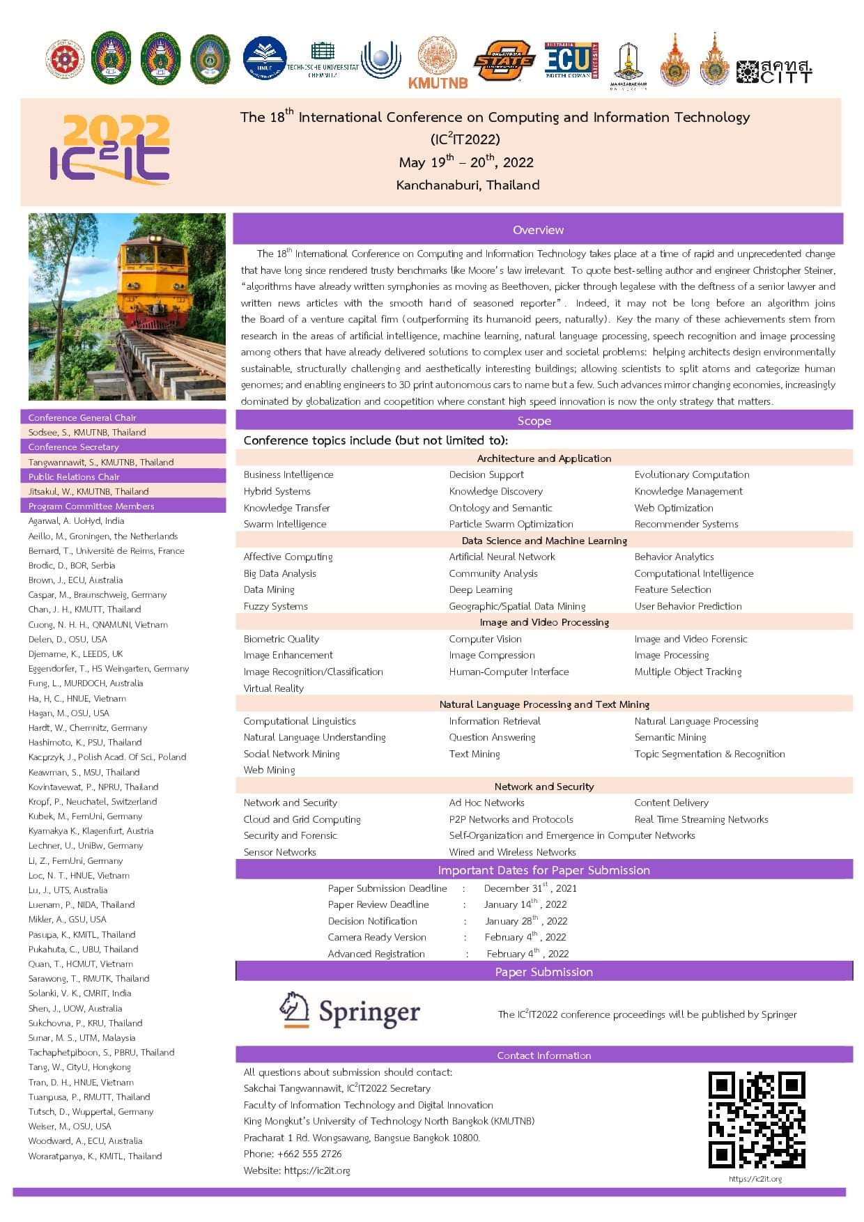 The 18th National Conference on Computing and Information Technology (18th IC2IT 2022)