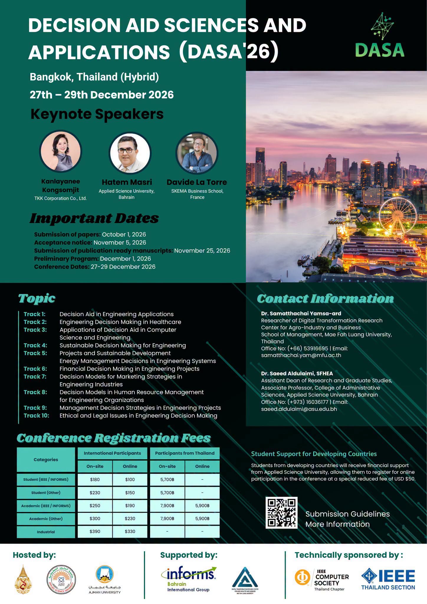 2026 International Hybrid Conference on Decision Aid Sciences and Applications (DASA’26)