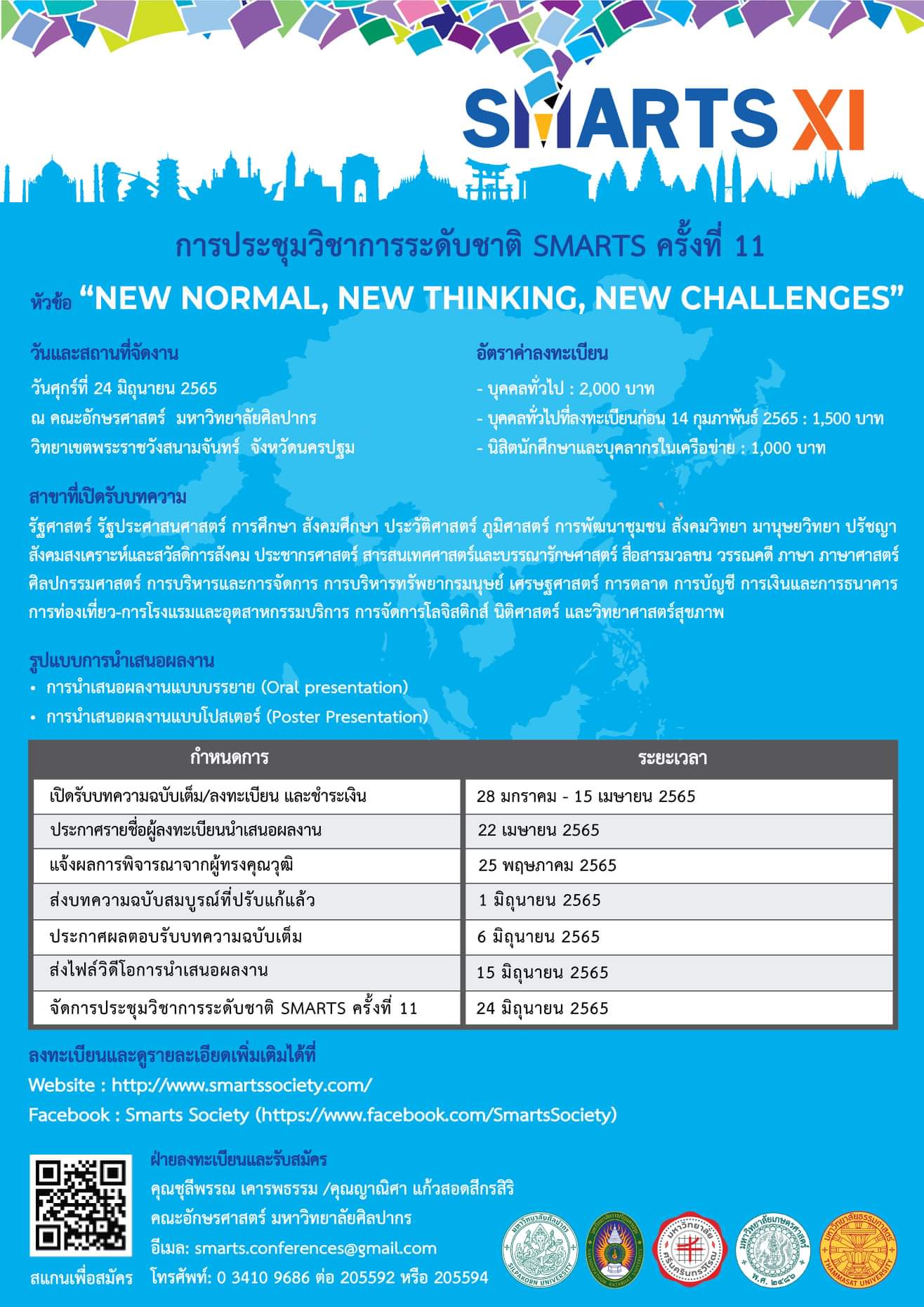 การประชุมวิชาการระดับชาติ SMARTS ครั้งที่ 11: &ldquo;NEW NORMAL, NEW THINKING, NEW CHALLENGES&rdquo;