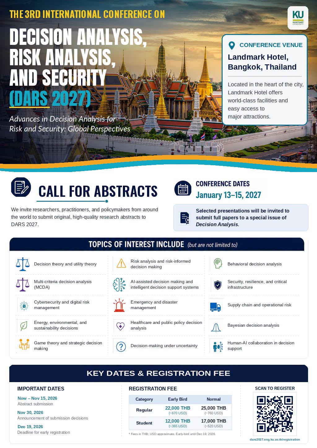 The 3rd International Conference on Decision Analysis, Risk Analysis, and Security (3rdth# DARS 2027)