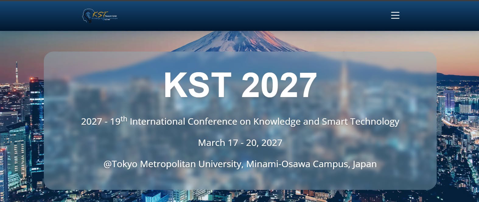The 19th International Conference on Knowledge and Smart Technology 2027 (19th# KST-2027)
