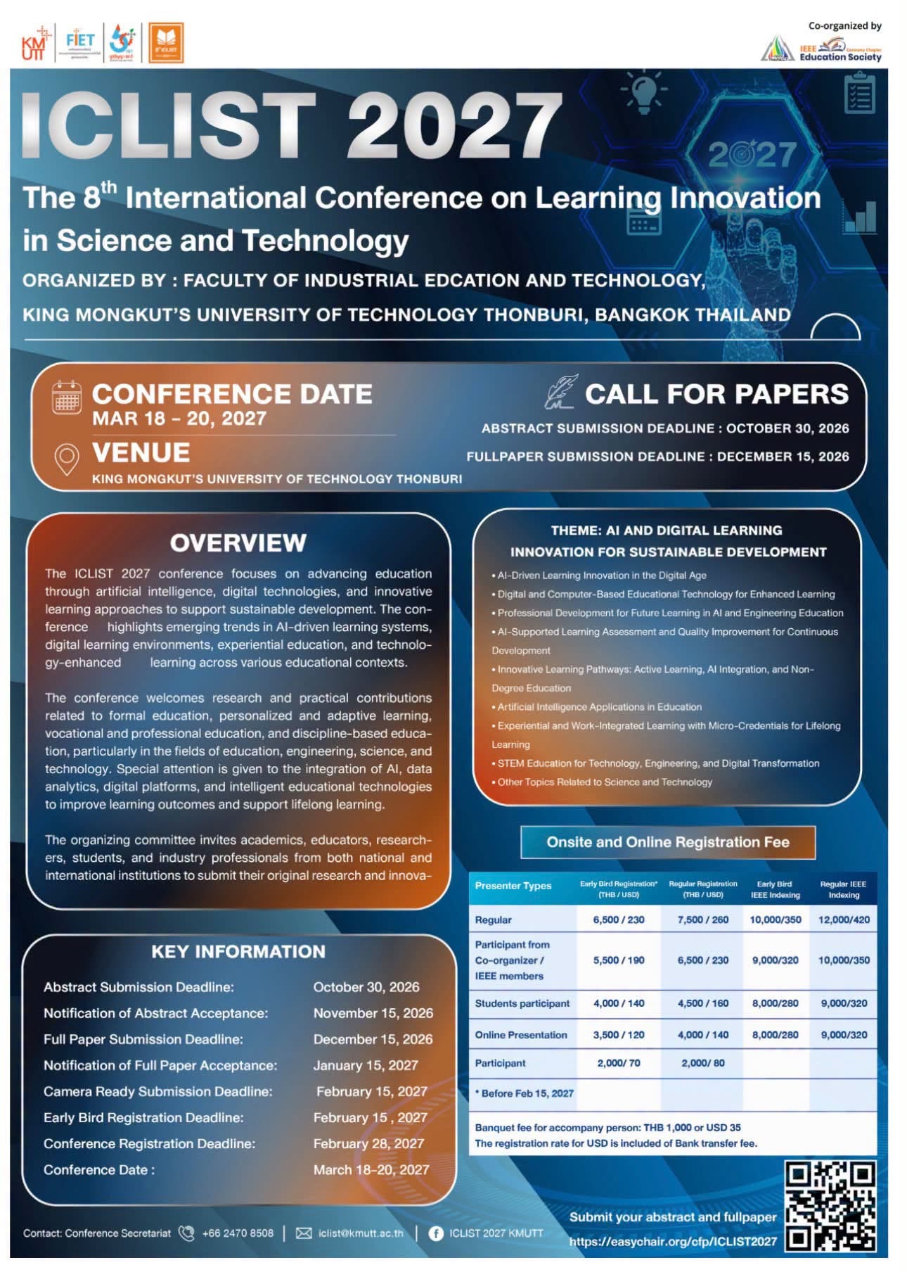 The 8th International Conference on Learning Innovation in Science and Technology (8th# ICLIST 2027)