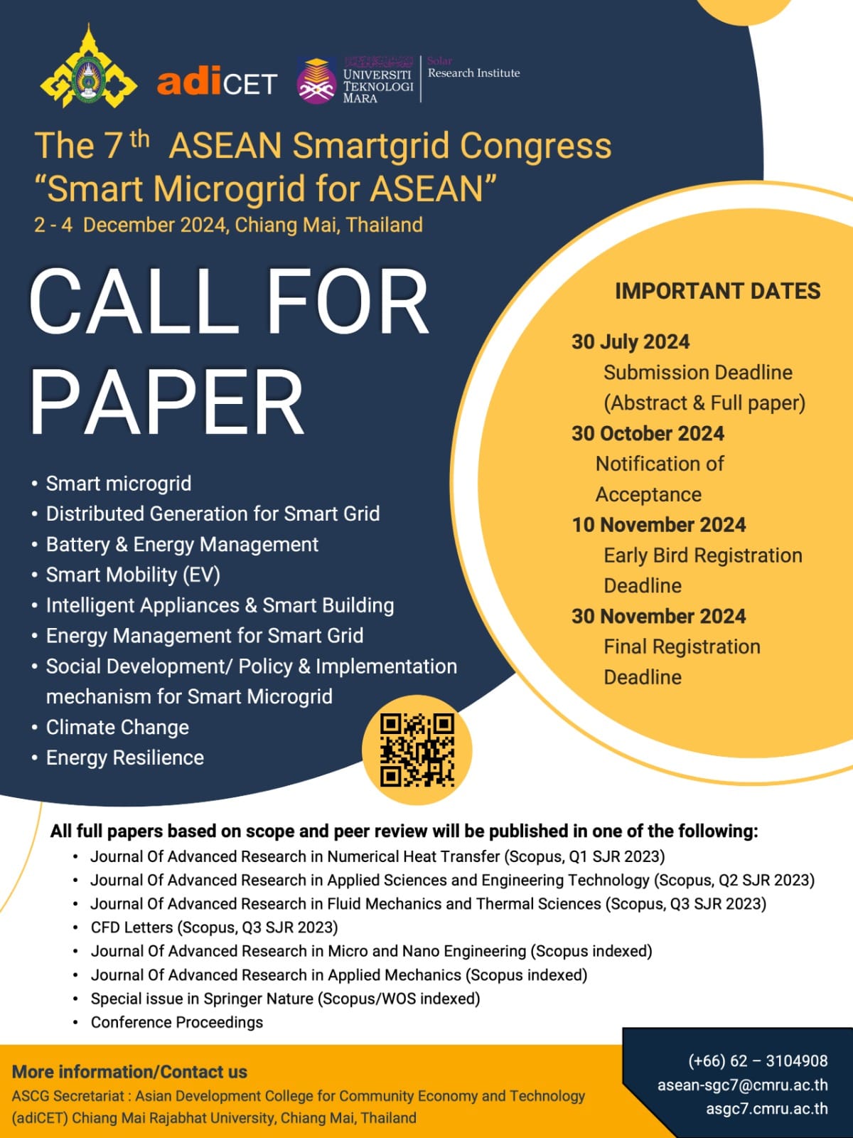 The 7th ASEAN Smartgrid Congress (7th# ASGC): “Smart Microgrid for ASEAN”