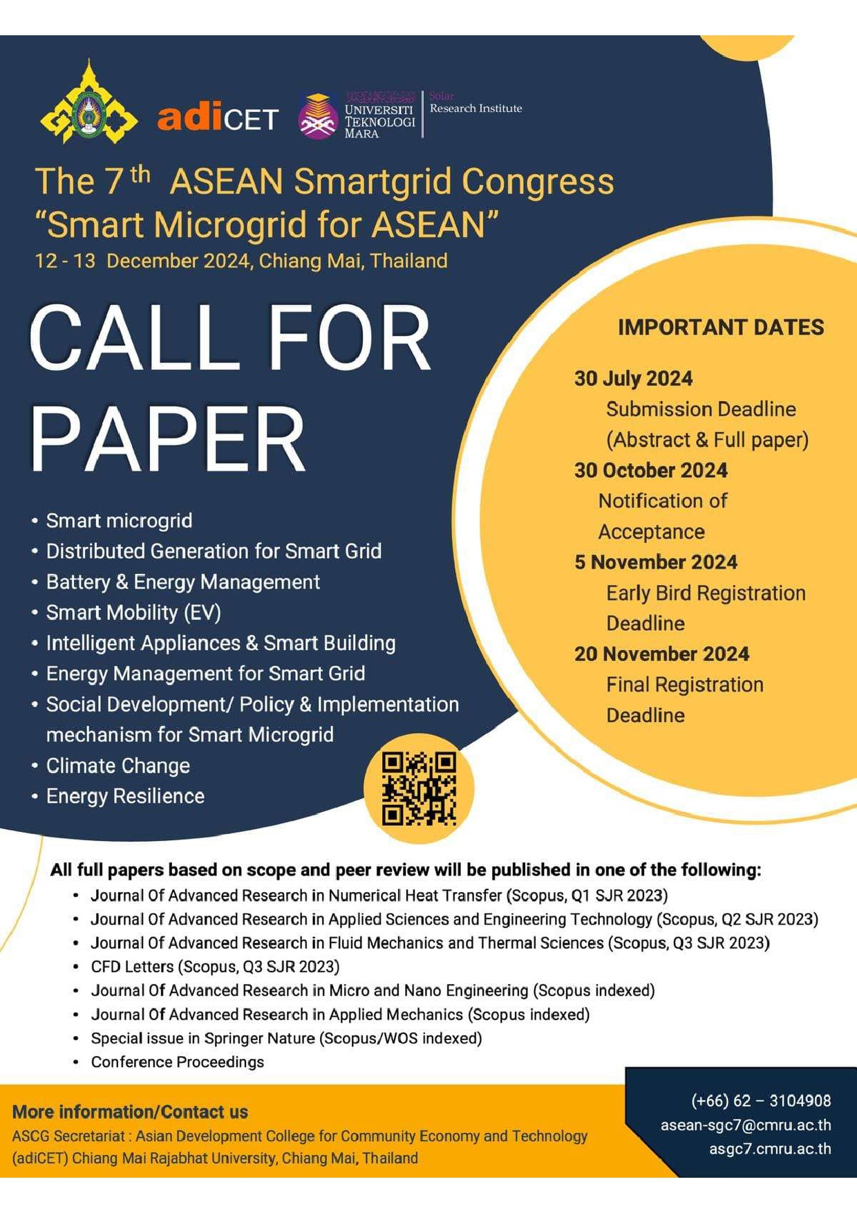 The 7th ASEAN Smartgrid Congress (7th# ASGC): “Smart Microgrid for ASEAN”