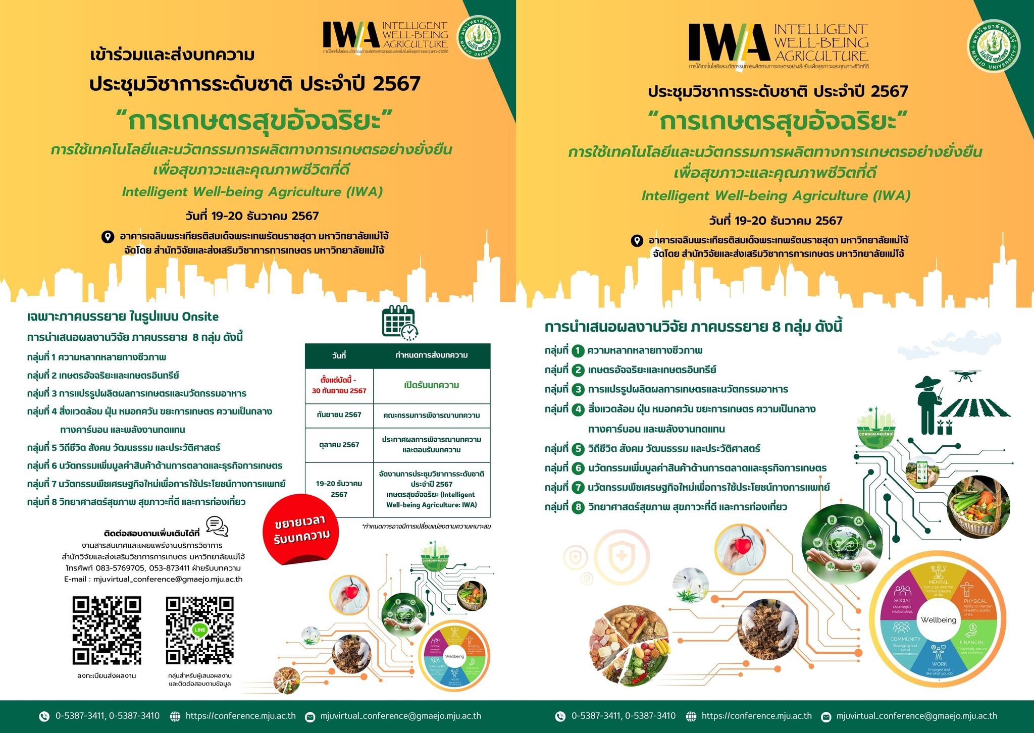 การประชุมวิชาการระดับชาติ ประจำปี 2567: “การเกษตรสุขอัจฉริยะ” การใช้เทคโนโลยีและนวัตกรรมการผลิตทางการเกษตรอย่างยั่งยืนเพื่อสุขภาวะและคุณภาพชีวิตที่ดี (“Intelligent Well-being Agriculture”(IWA))