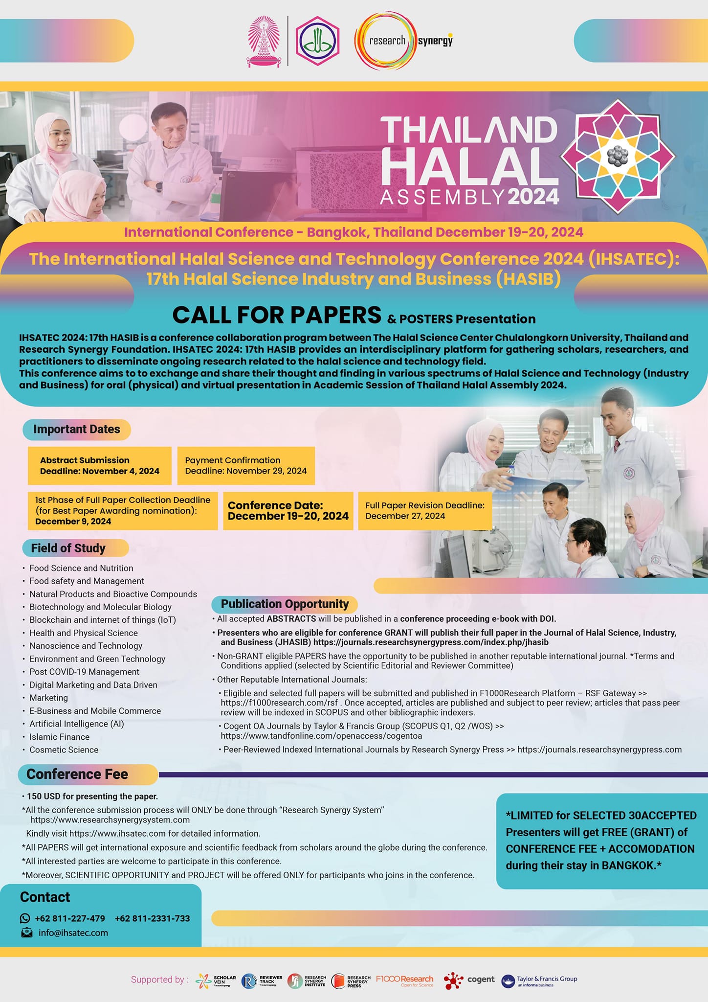 The International Halal Science and Technology Conference 2024 (IHSATEC 2024): 17th Halal Science Industry and Business (17th# HASIB)
