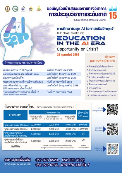 การประชุมวิชาการระดับชาติ ครั้งที่ 15 ประจำปีการศึกษา 2567
