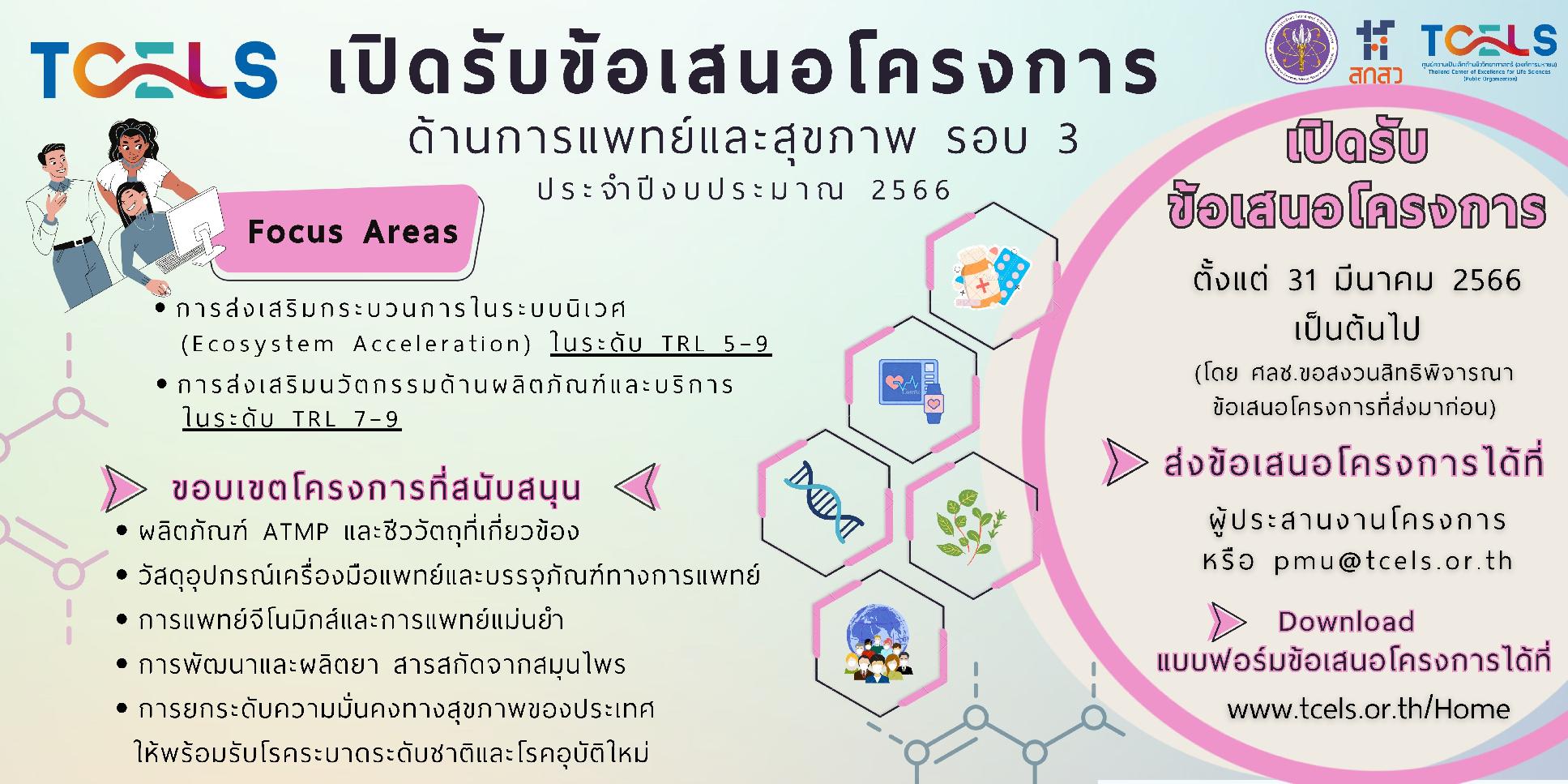 การรับสมัครข้อเสนอโครงการด้านการแพทย์และสุขภาพ (รอบที่ 3) ประจำปีงบประมาณ 2566