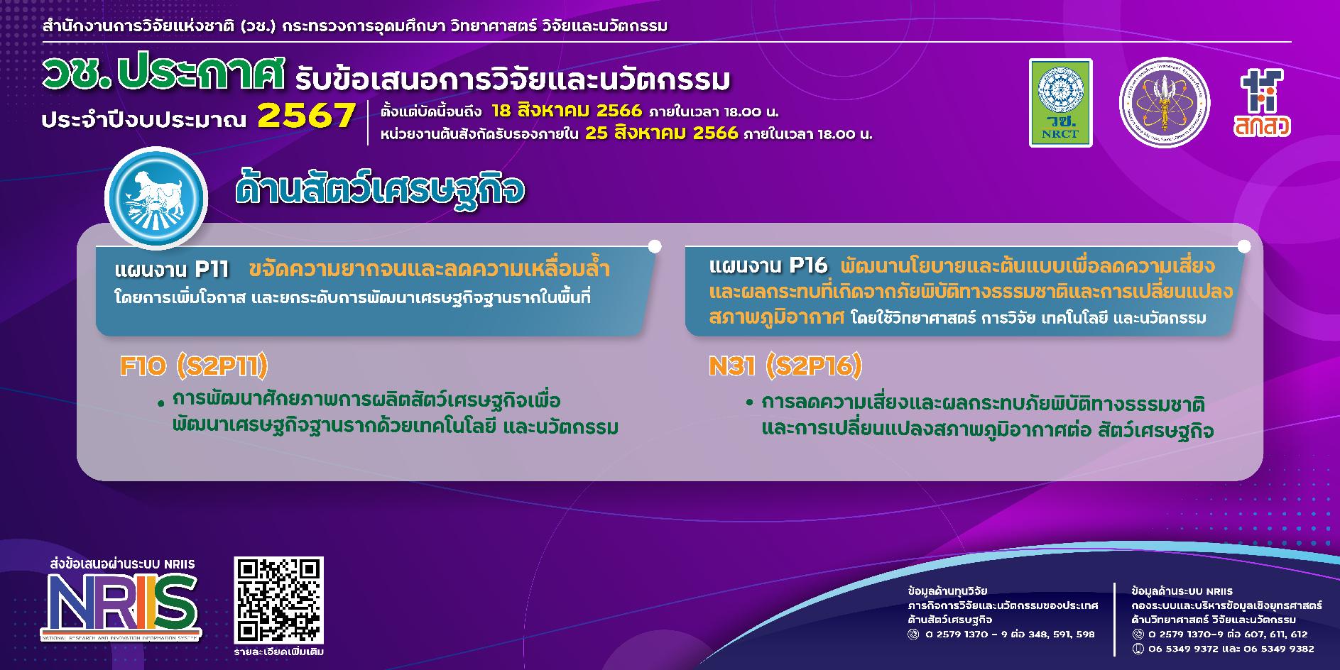วช. ประกาศรับข้อเสนอการวิจัยและนวัตกรรม ประจำปีงบประมาณ 2567 (ด้านทรัพยากรธรรมชาติและสิ่งแวดล้อม)