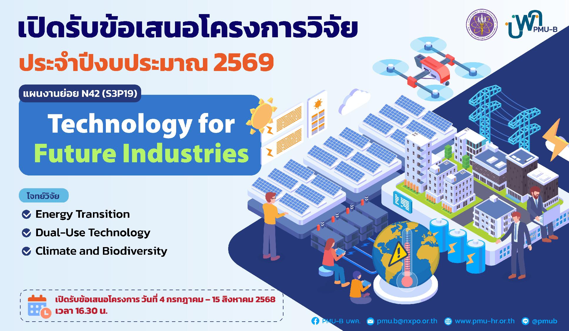บพค. ประกาศเปิดรับข้อเสนอโครงการ Technology for Future Industries ประจำปีงบประมาณ 2569