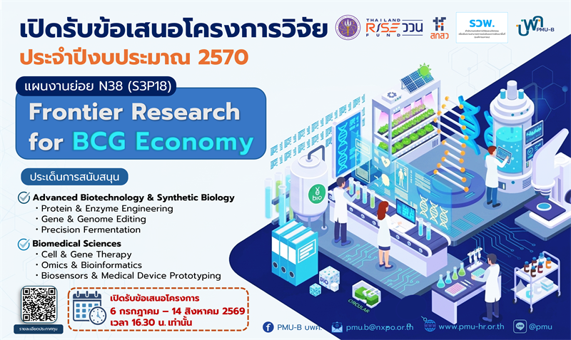 บพค. ประกาศเปิดรับข้อเสนอโครงการ Frontier Research for BCG Economy ประจำปีงบประมาณ 2570