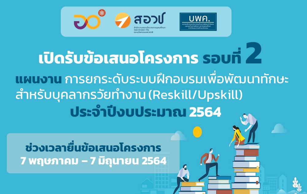 บพค. ประกาศรับข้อเสนอโครงการรอบที่ 2 ภายใต้แผนงาน การยกระดับระบบฝึกอบรมเพื่อพัฒนาทักษะสำหรับบุคลากรวัยทำงาน (Reskill/Upskill)