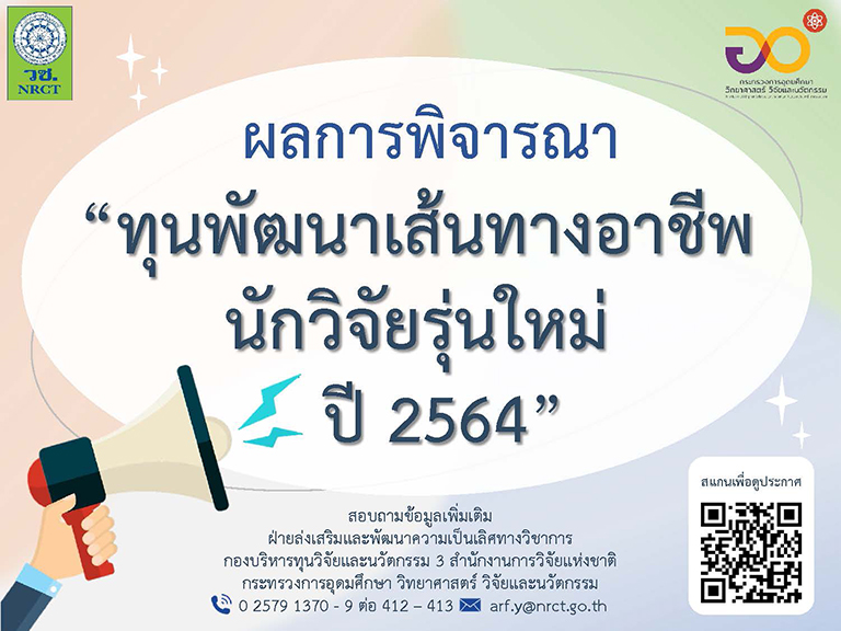 ประกาศรายชื่อผู้ผ่านการพิจารณาเพื่อรับทุนมหาบัณฑิต วช.ด้านมนุษยศาสตร์และสังคมศาสตร์ ประจำปี 2564